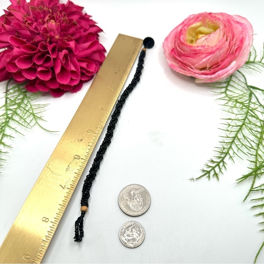 VINTAGE⚜️Black Spun Glass Beaded Bracelet - Picture 4 of 5